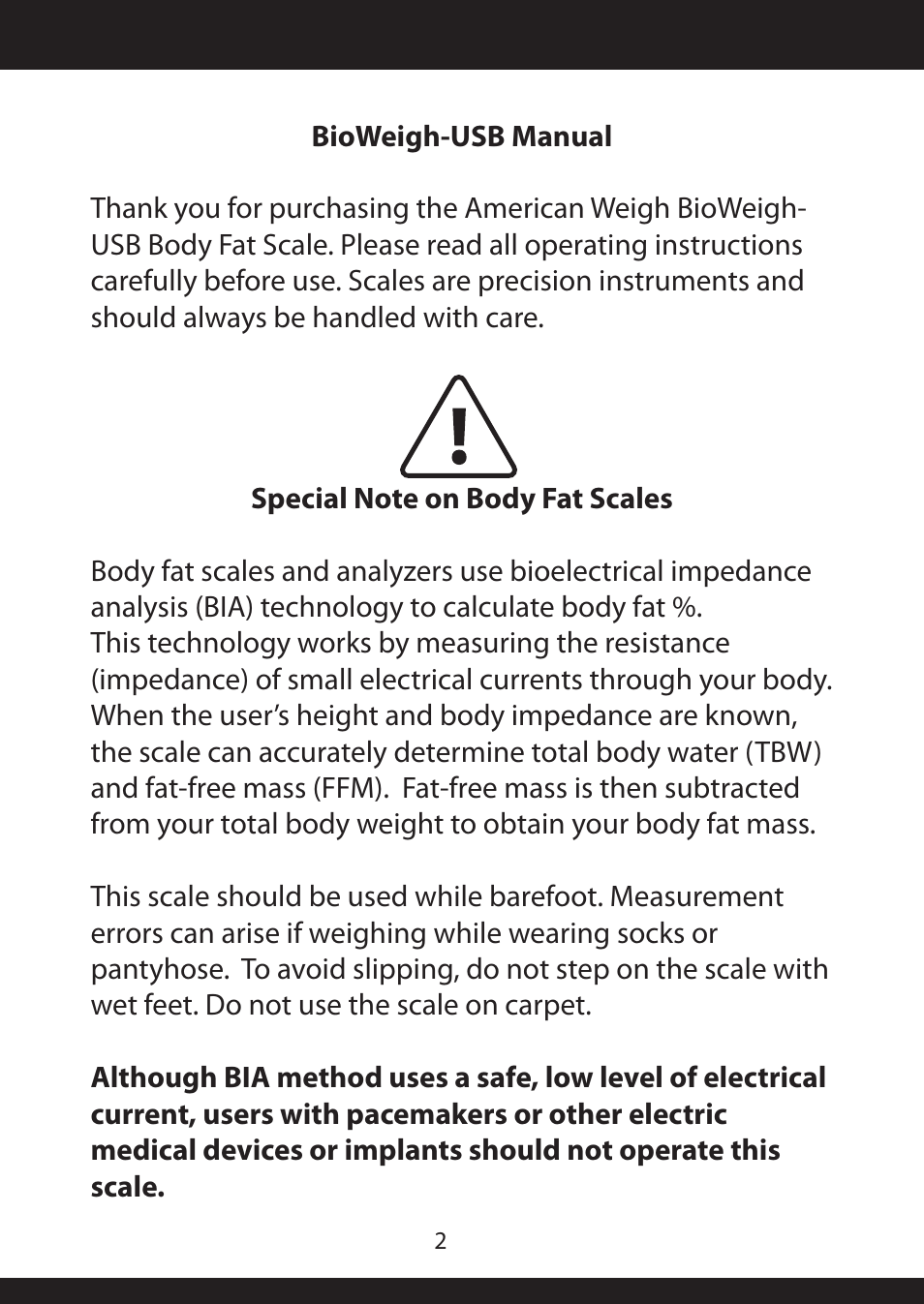 American Weigh Scales (AWS) BioWeigh-USB User Manual | Page 2 / 9