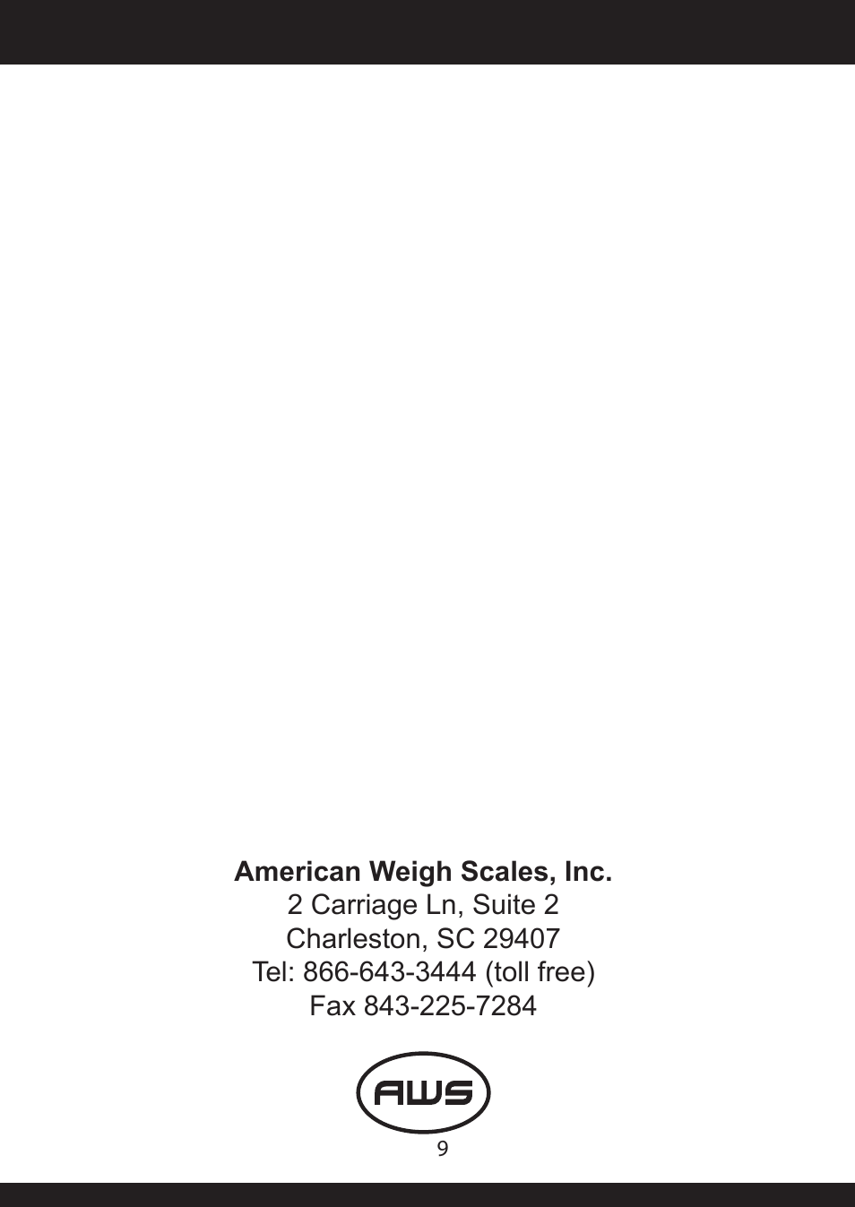 American Weigh Scales (AWS) BioWeigh-USB User Manual | Page 9 / 9