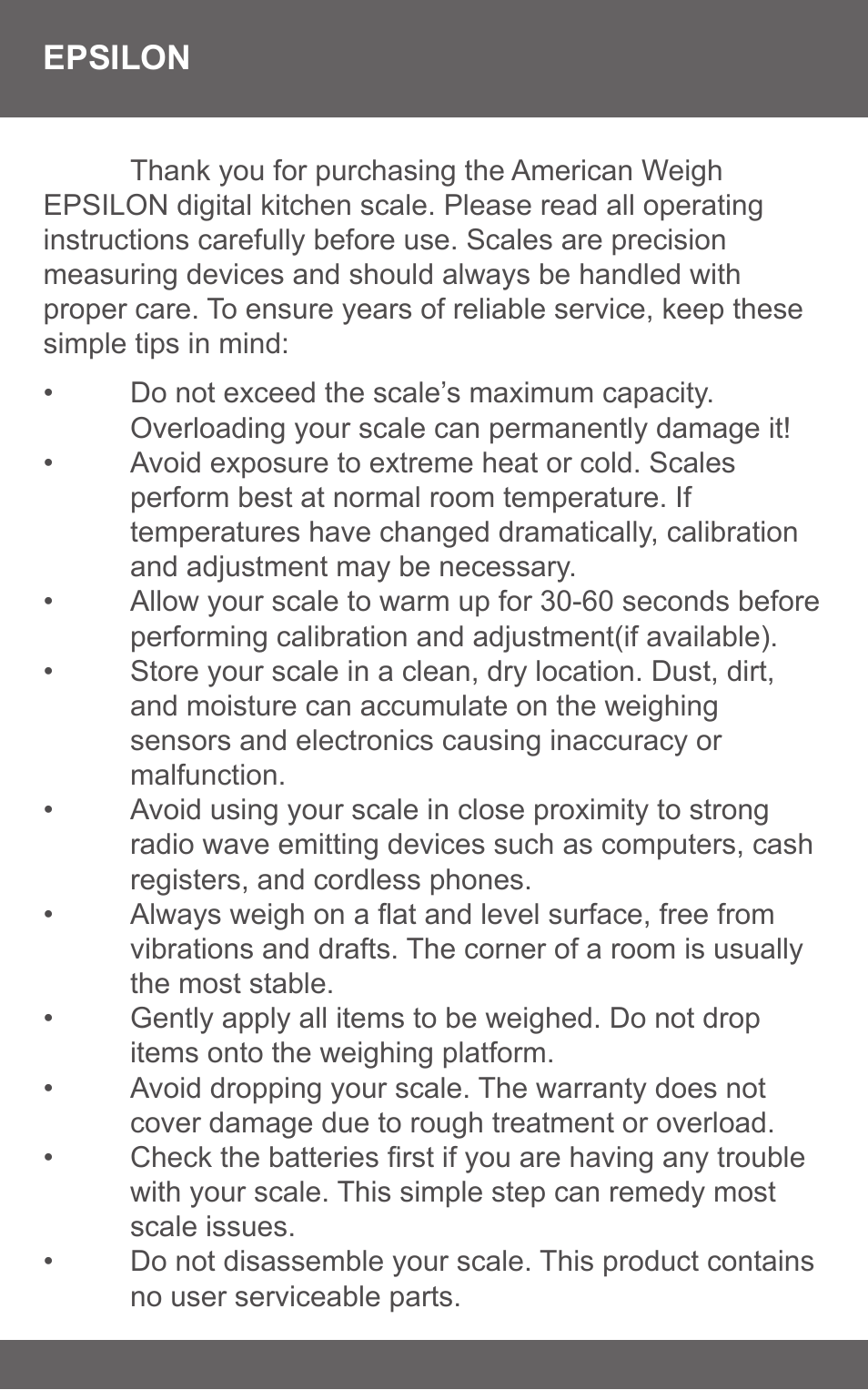 American Weigh Scales (AWS) EPSILON User Manual | Page 2 / 6