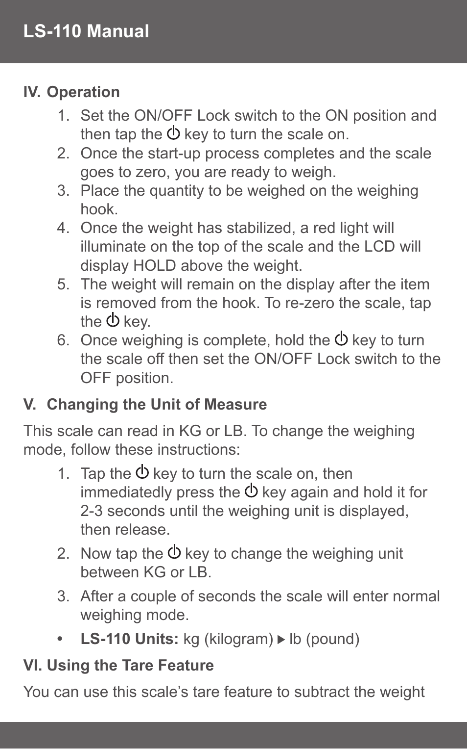 American Weigh Scales (AWS) LS-110 User Manual | Page 4 / 7