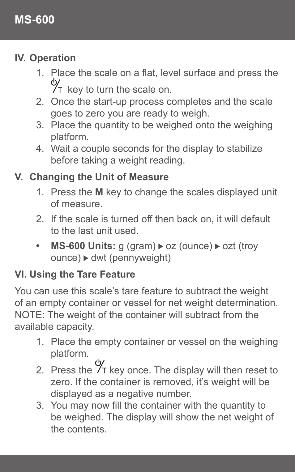 American Weigh Scales (AWS) MS-600 User Manual | Page 4 / 7