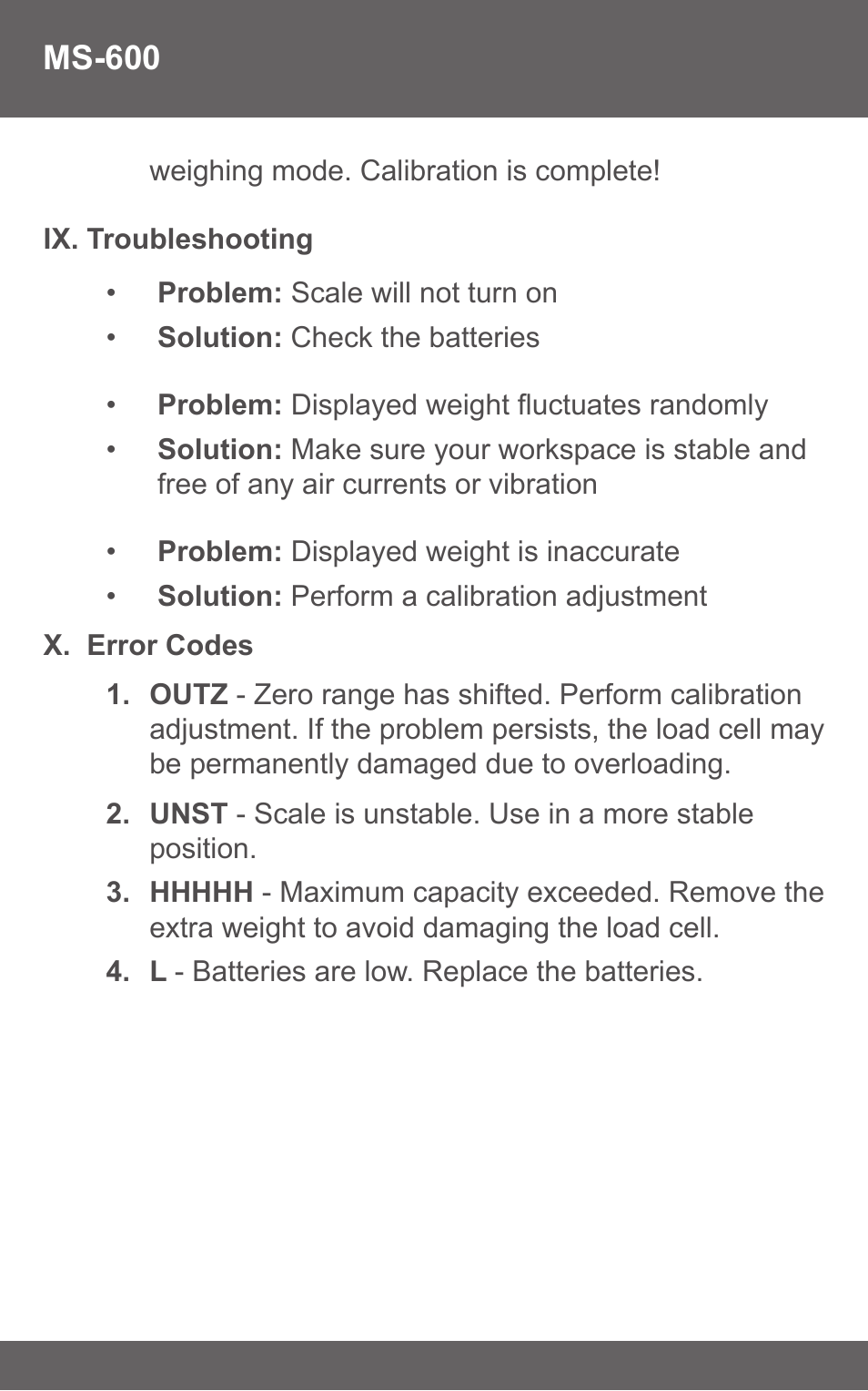 American Weigh Scales (AWS) MS-600 User Manual | Page 6 / 7