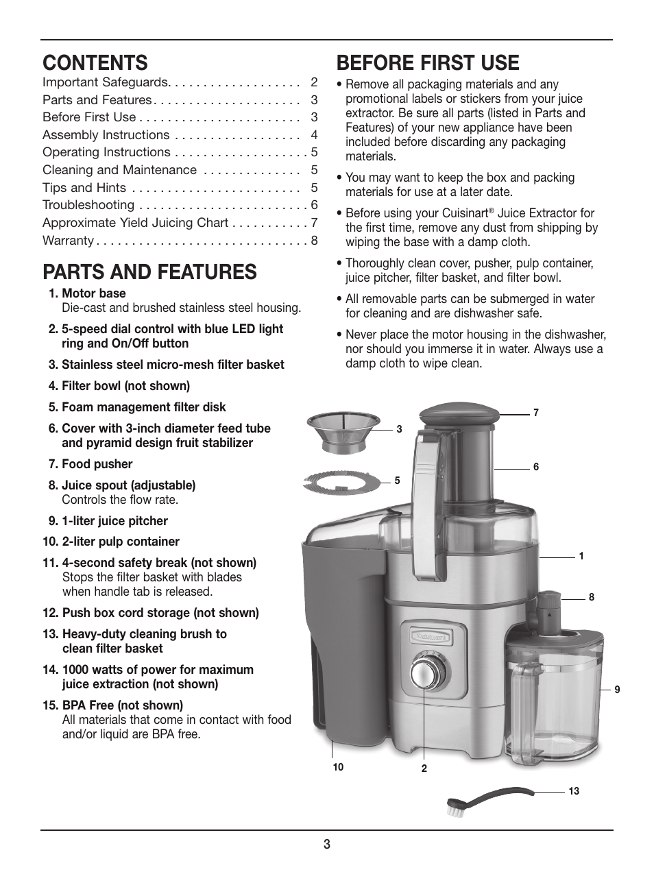 Cuisinart CJE-1000 User Manual | Page 3 / 10