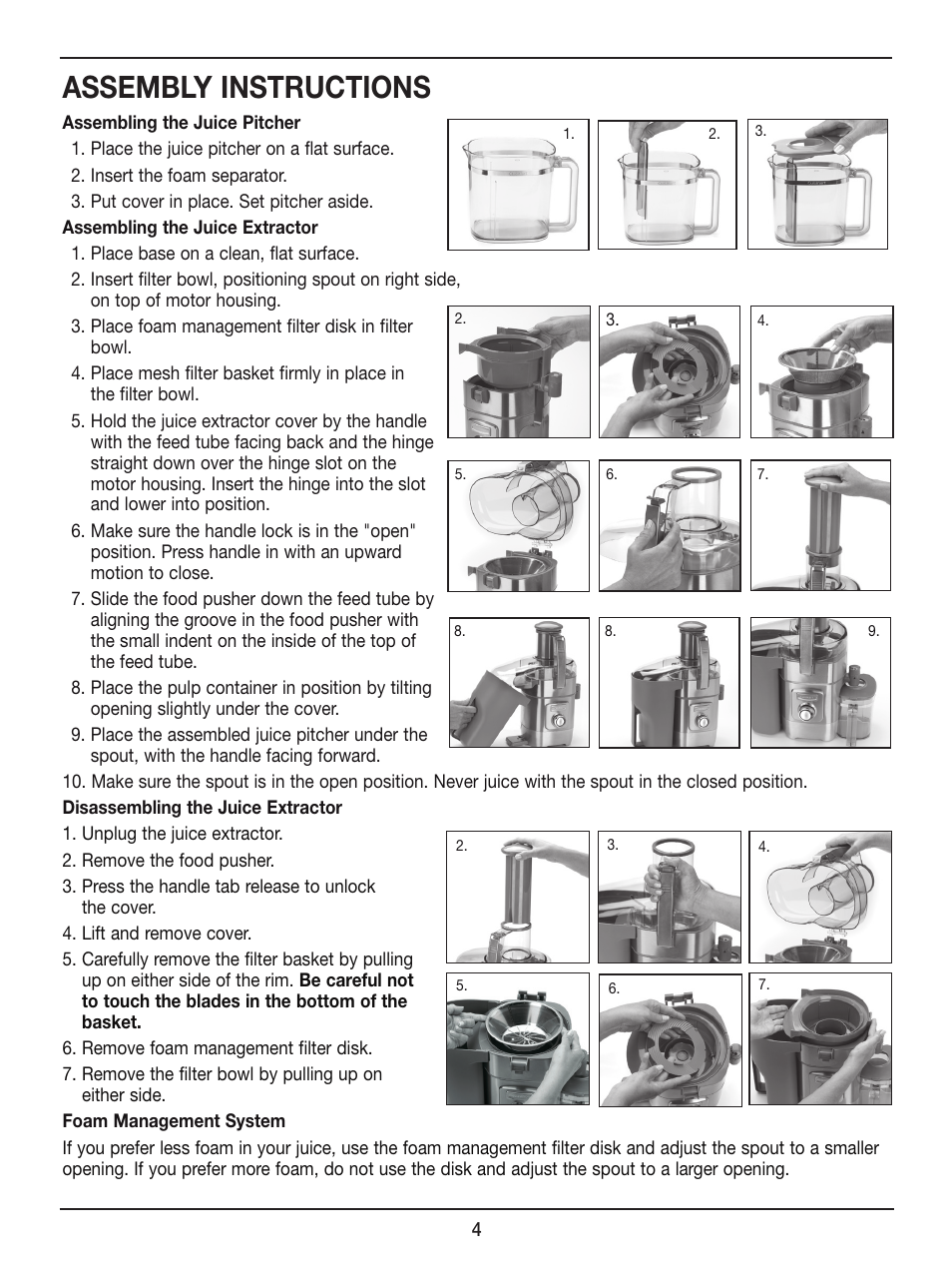 Assembly instructions | Cuisinart CJE-1000 User Manual | Page 4 / 10