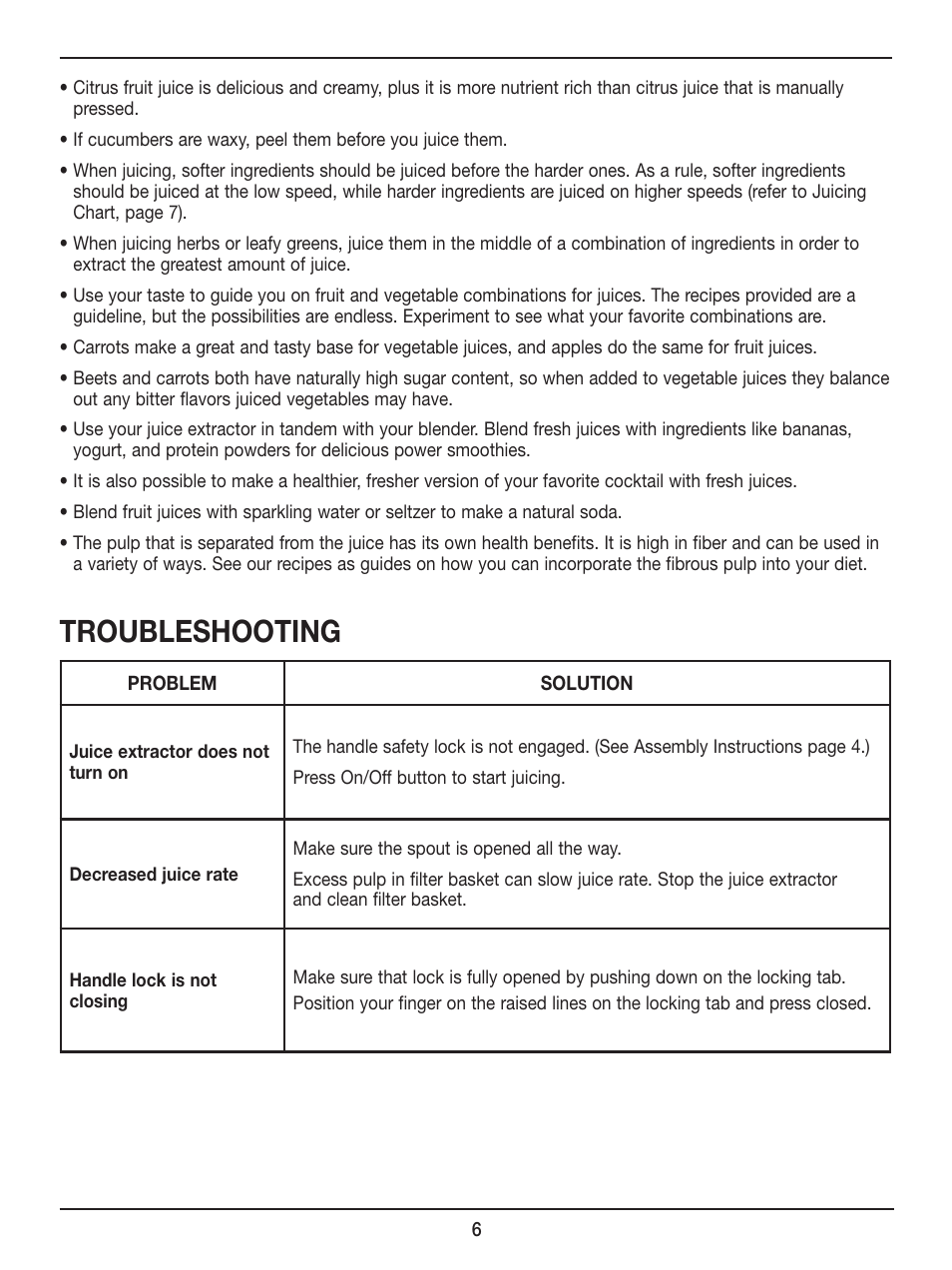Troubleshooting | Cuisinart CJE-1000 User Manual | Page 6 / 10