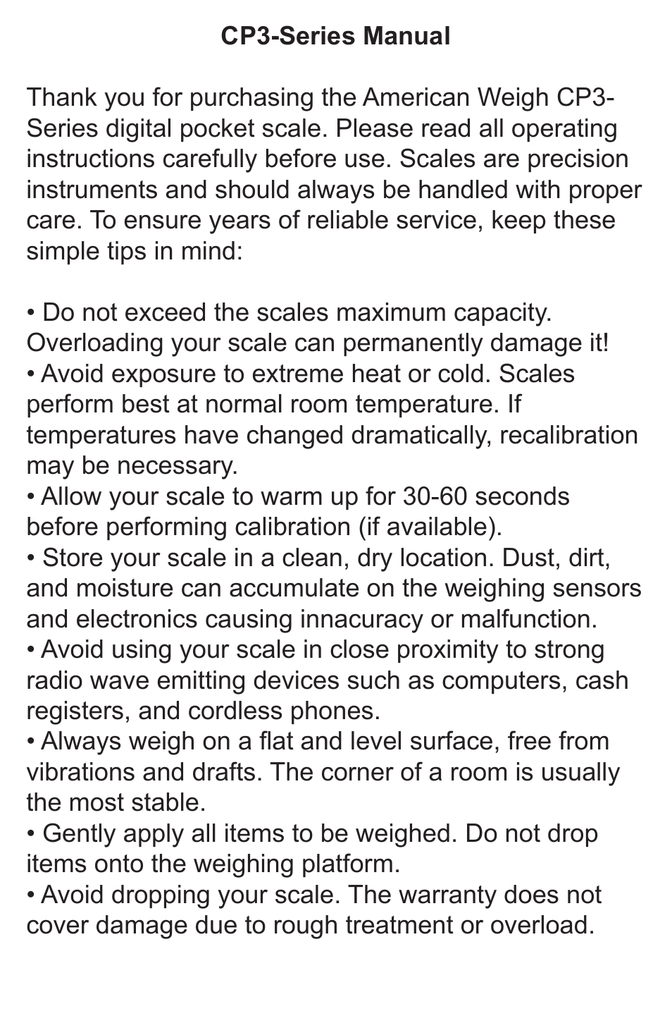 American Weigh Scales (AWS) CP3-650 User Manual | Page 2 / 5