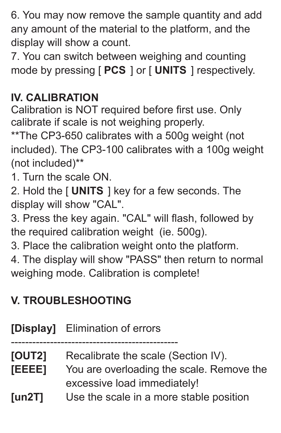 American Weigh Scales (AWS) CP3-650 User Manual | Page 4 / 5
