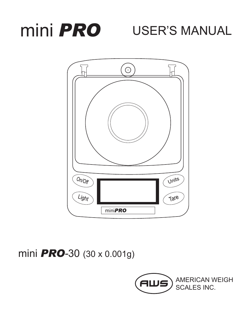 American Weigh Scales (AWS) Mini-Pro-30 User Manual | 6 pages