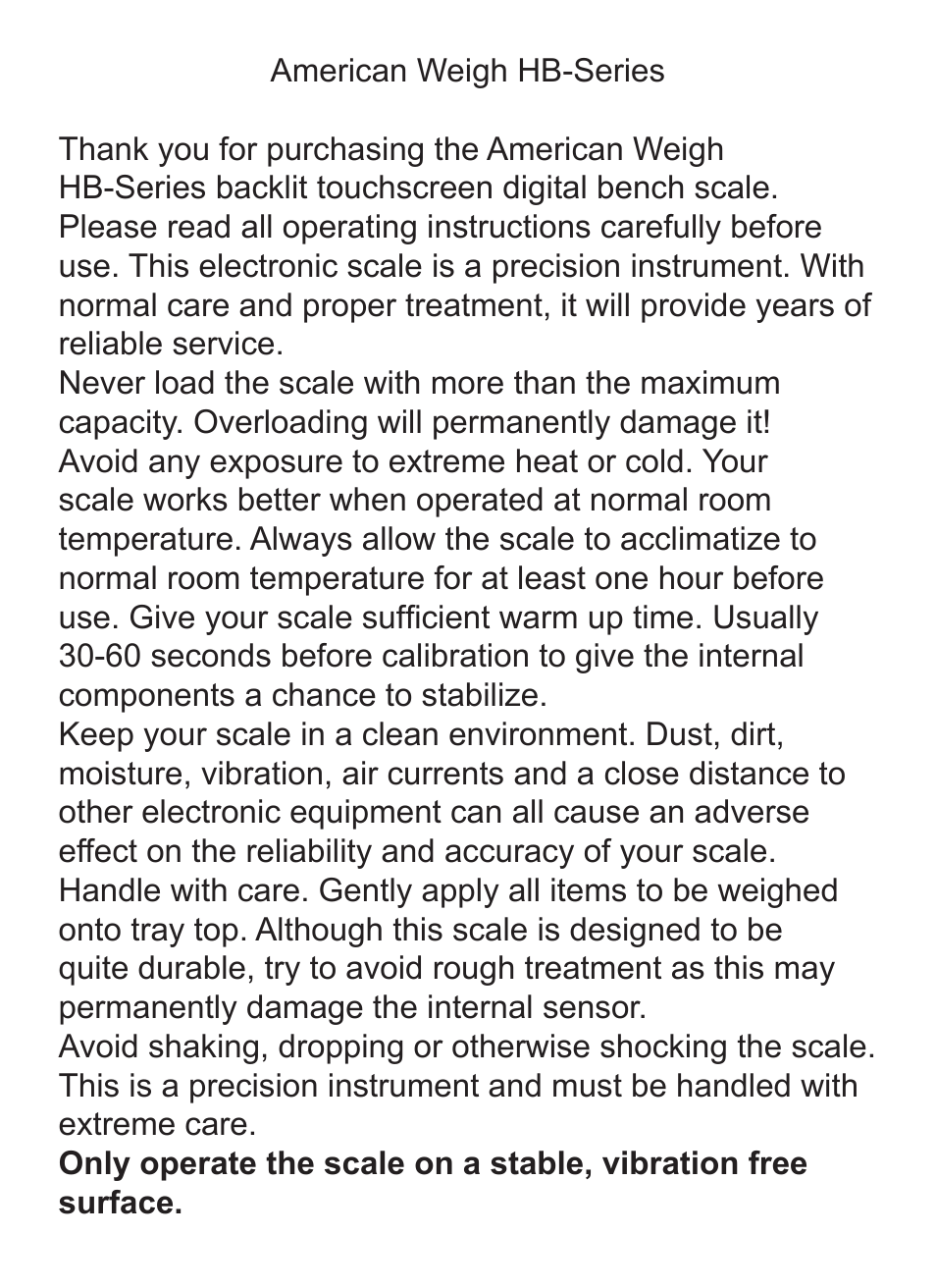 American Weigh Scales (AWS) HB-11 User Manual | Page 2 / 4