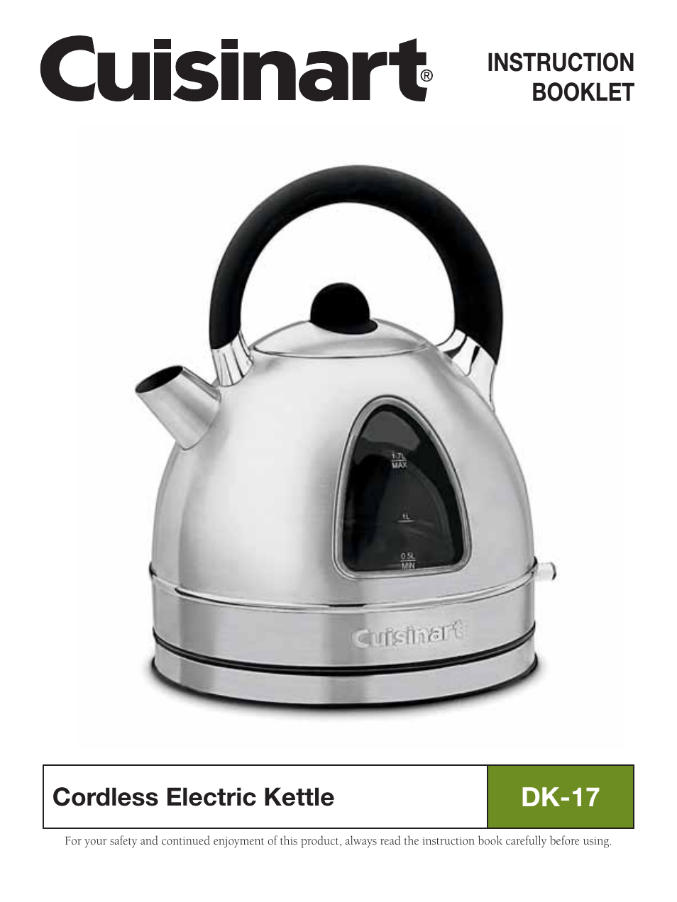 Cuisinart Cordless Electric Kettle DK-17 User Manual | 9 pages