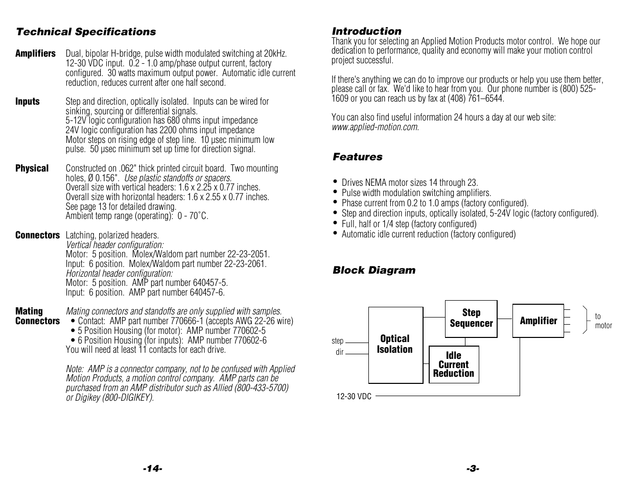 Applied Motion 1030 User Manual | Page 3 / 8