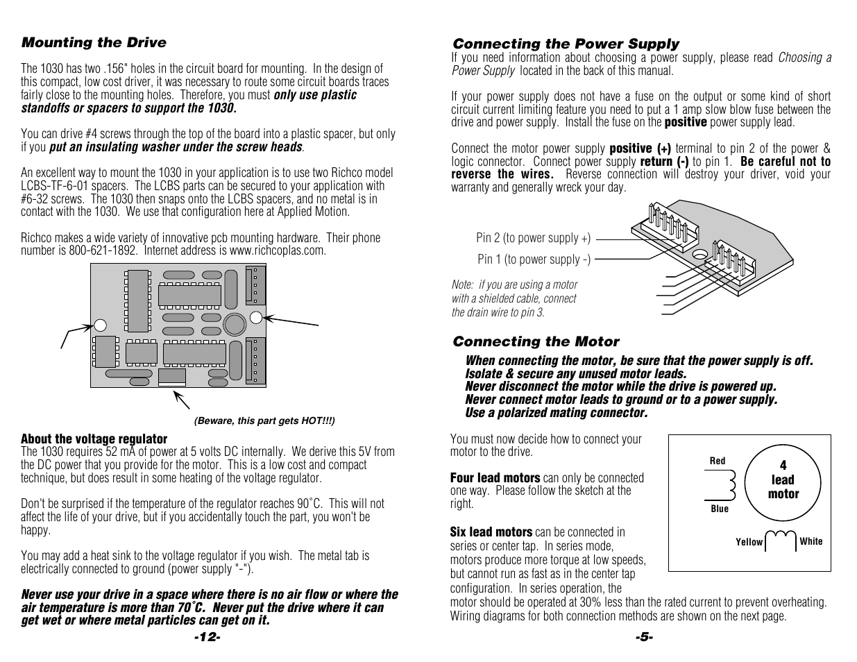 Applied Motion 1030 User Manual | Page 5 / 8