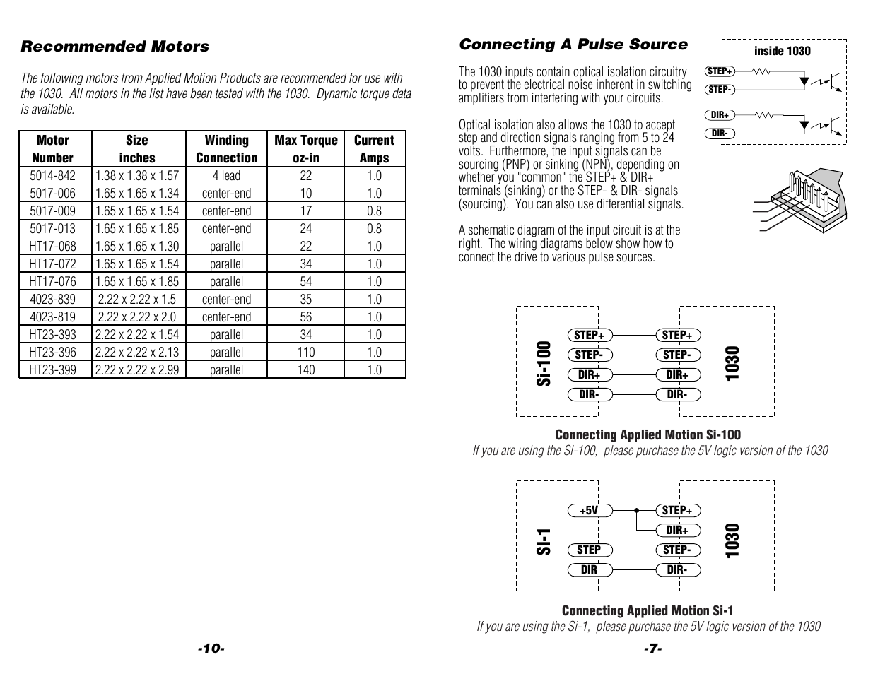 Applied Motion 1030 User Manual | Page 7 / 8