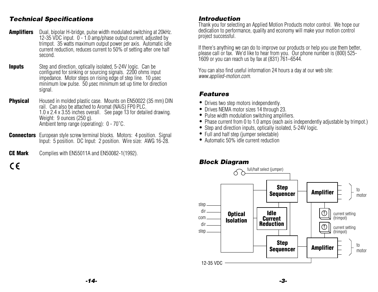 Applied Motion 1035D User Manual | Page 3 / 8