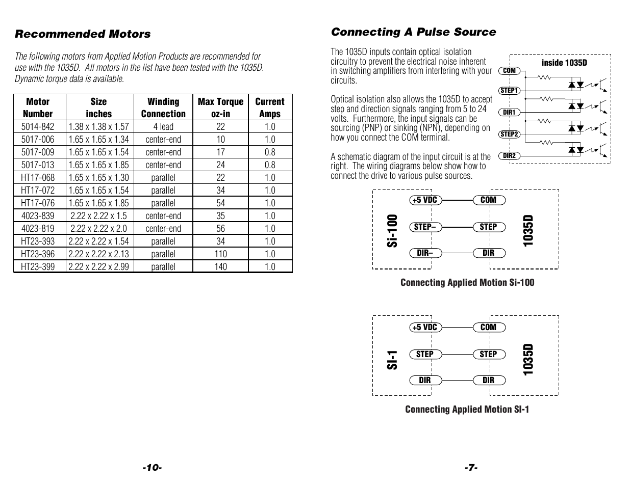 Applied Motion 1035D User Manual | Page 7 / 8