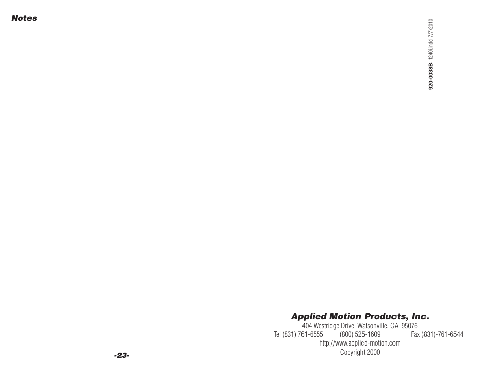 Applied Motion 1240i User Manual | Page 12 / 12