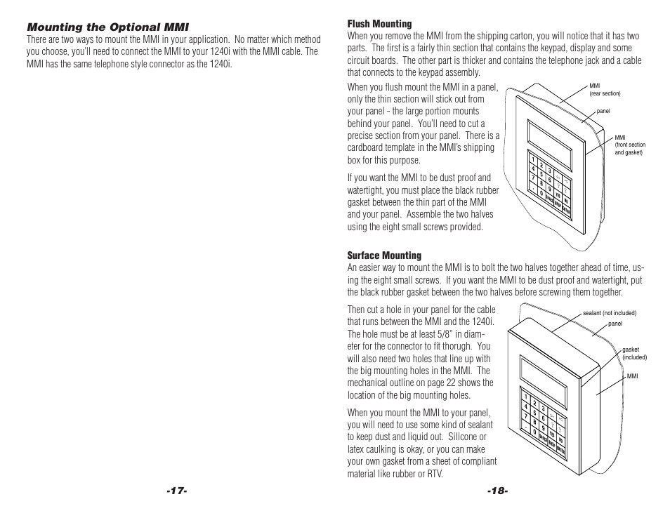 Mounting the optional mmi | Applied Motion 1240i User Manual | Page 9 / 12