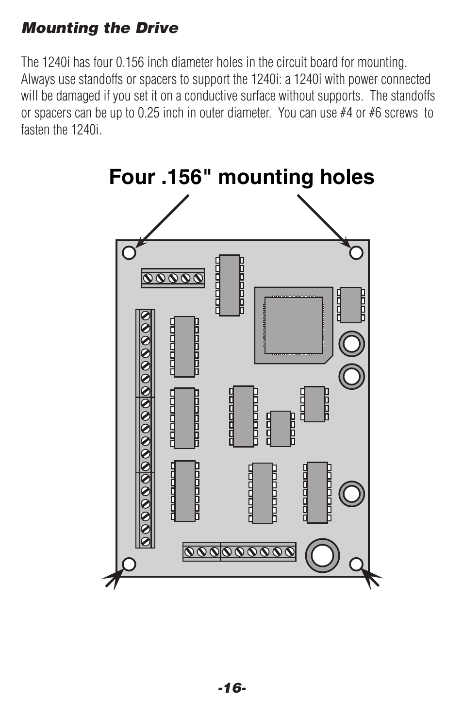 Four .156" mounting holes | Applied Motion 1240i-485 User Manual | Page 16 / 20