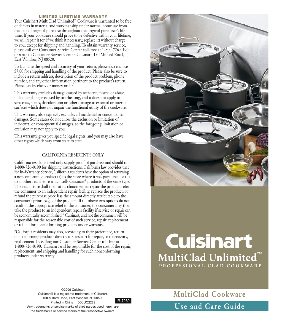 Cuisinart IB-7269 User Manual | 2 pages