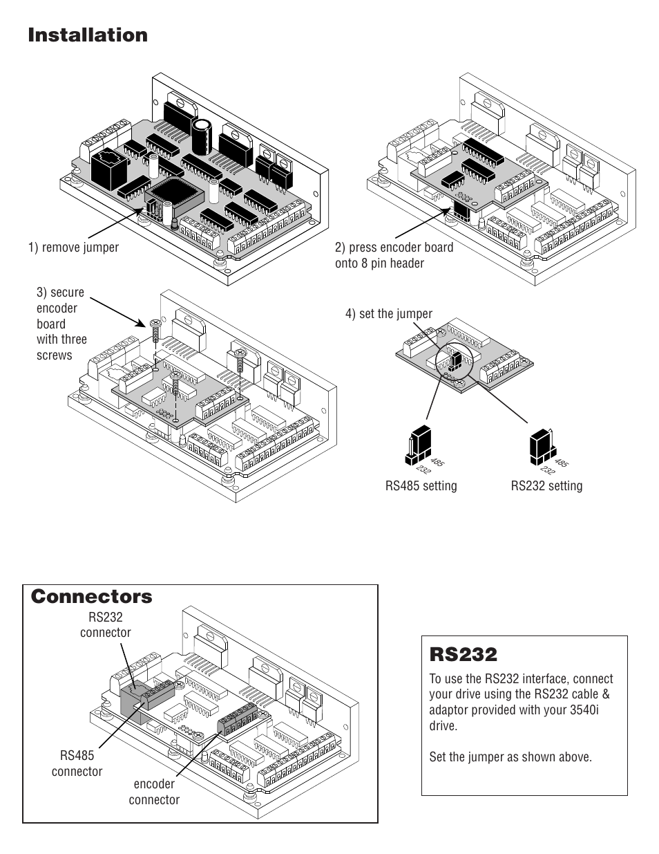 Installation connectors rs232 | Applied Motion 3540i User Manual | Page 12 / 14