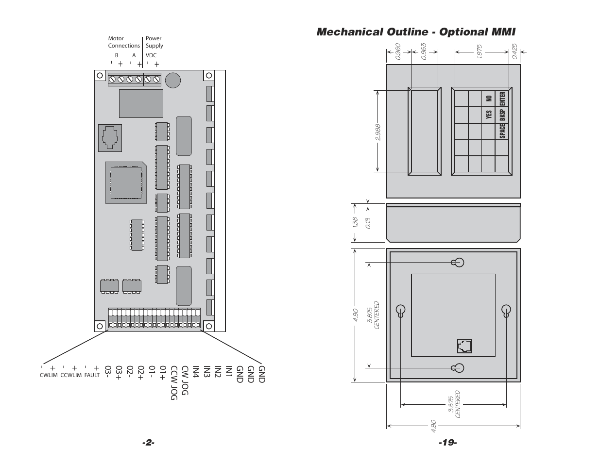Mechanical outline - optional mmi | Applied Motion 7080i User Manual | Page 2 / 10
