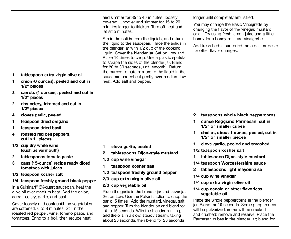 Sauces/dressings | Cuisinart CBT-500 User Manual | Page 15 / 21
