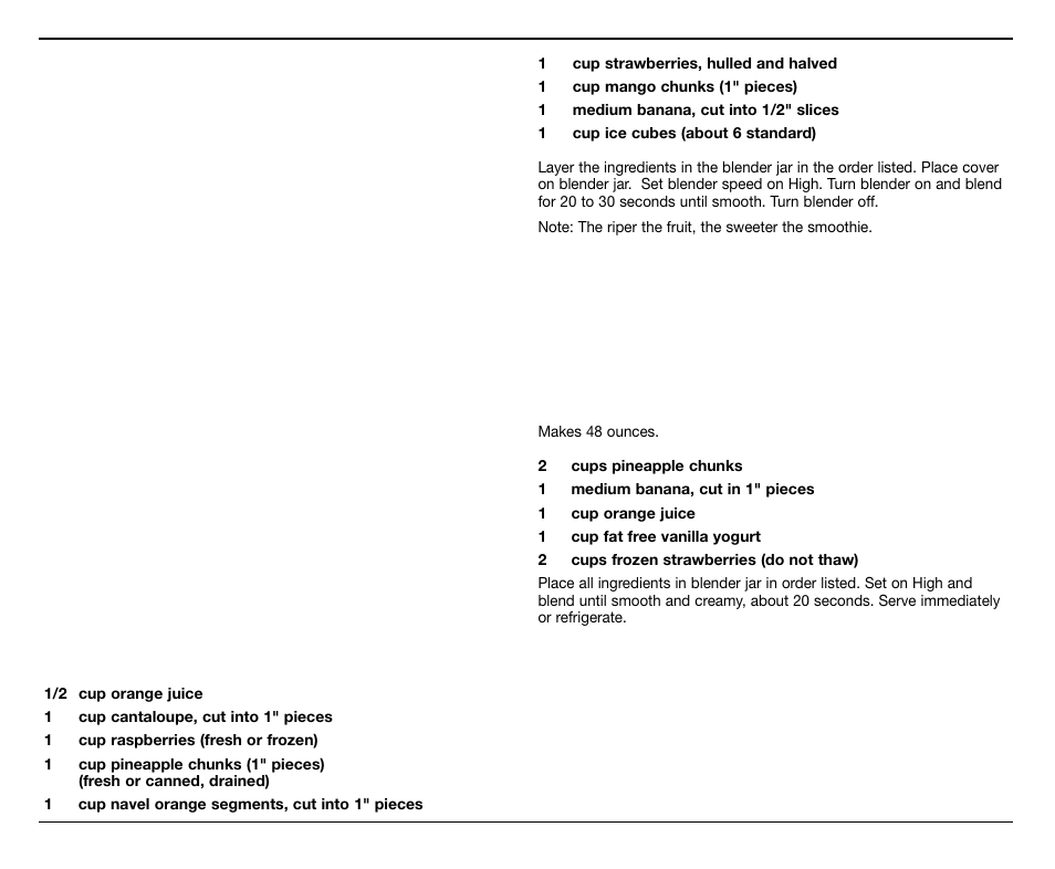 Recipes, Smoothies, shakes, frappés, frozen beverages | Cuisinart CBT-500 User Manual | Page 9 / 21