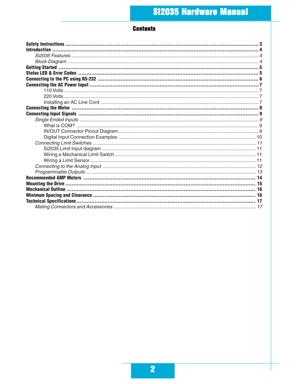 Applied Motion Si2035 User Manual | Page 2 / 18
