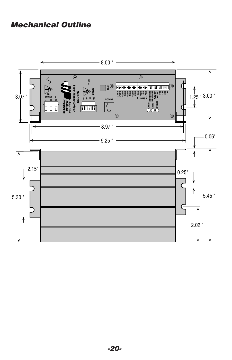 Mechanical outline | Applied Motion Si5580 User Manual | Page 20 / 24