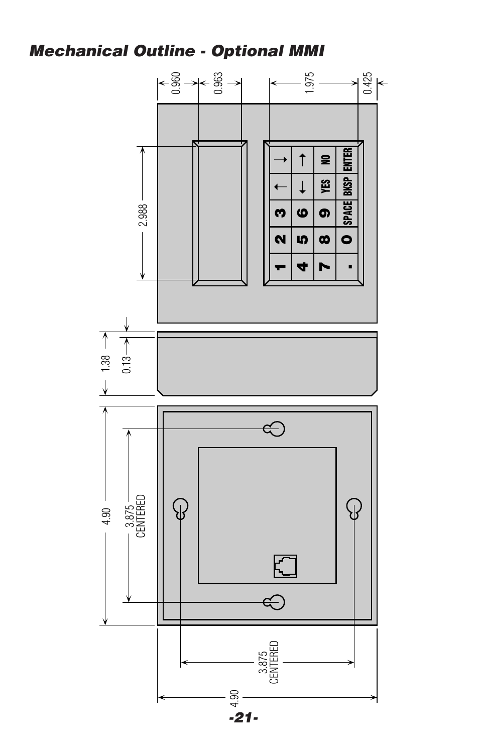 Mechanical outline - optional mmi, Mechanical outline - optional mmi 21 | Applied Motion Si5580 User Manual | Page 21 / 24