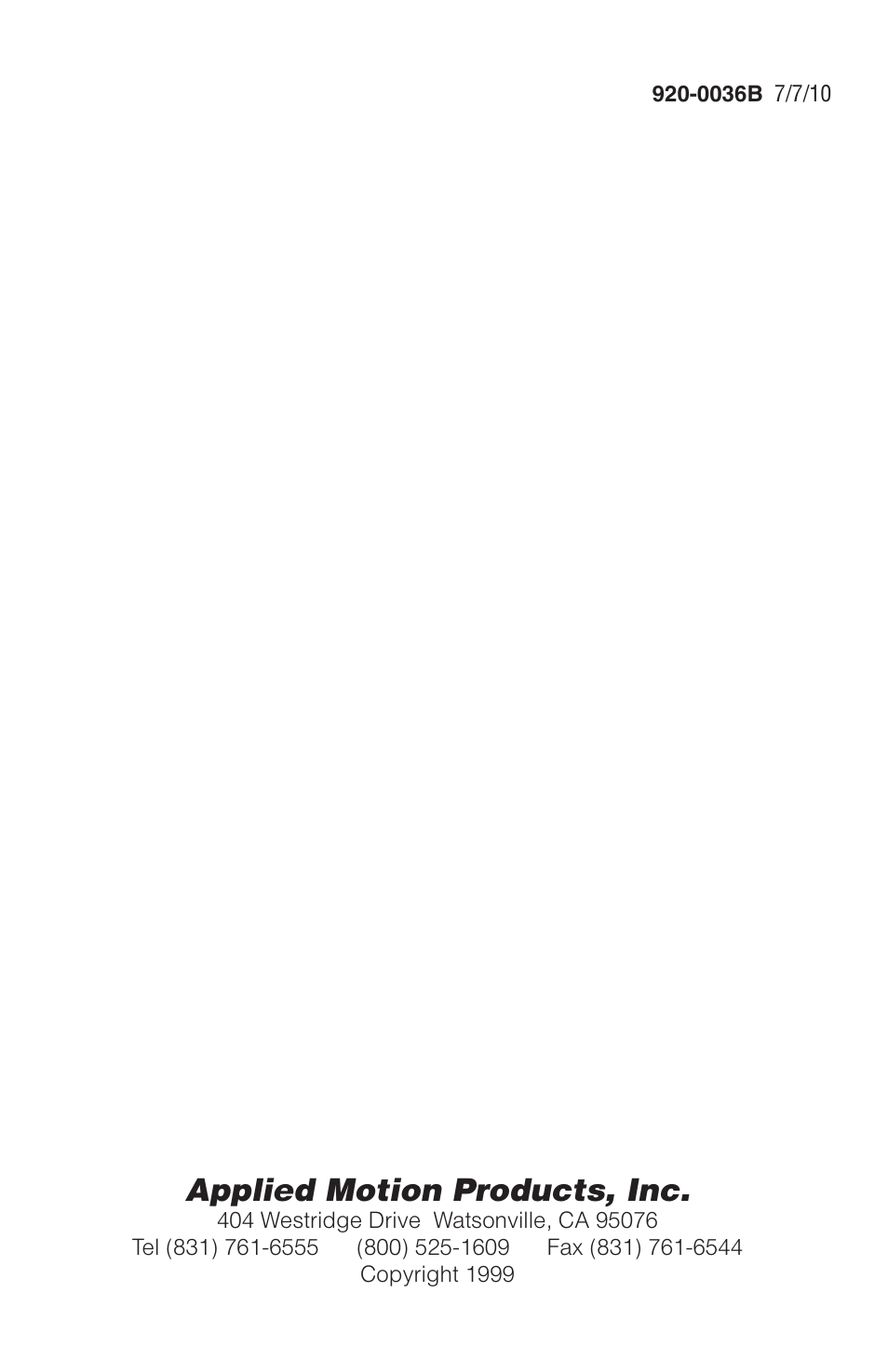 Applied motion products, inc | Applied Motion Si5580 User Manual | Page 24 / 24