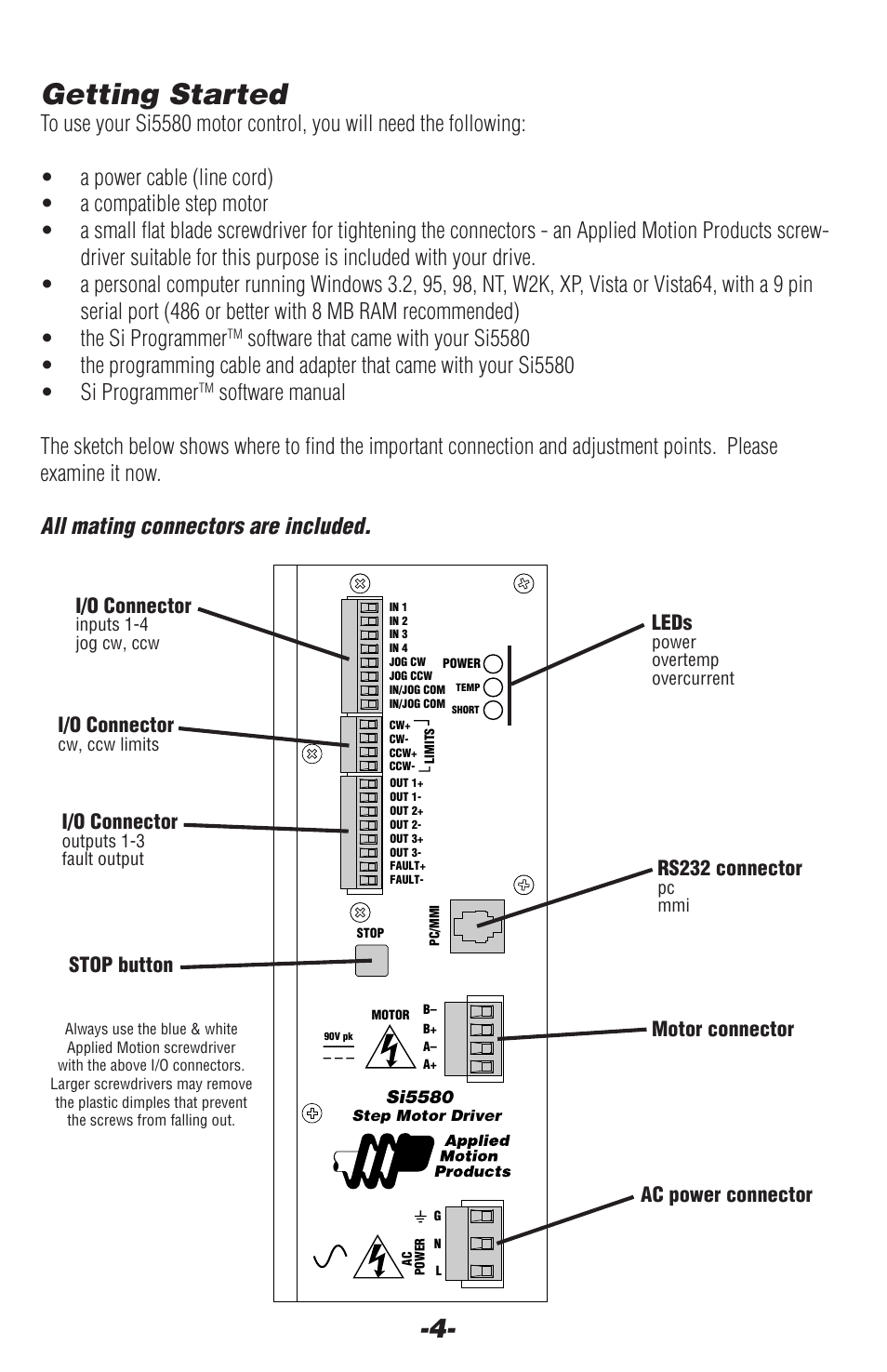 Getting started | Applied Motion Si5580 User Manual | Page 4 / 24