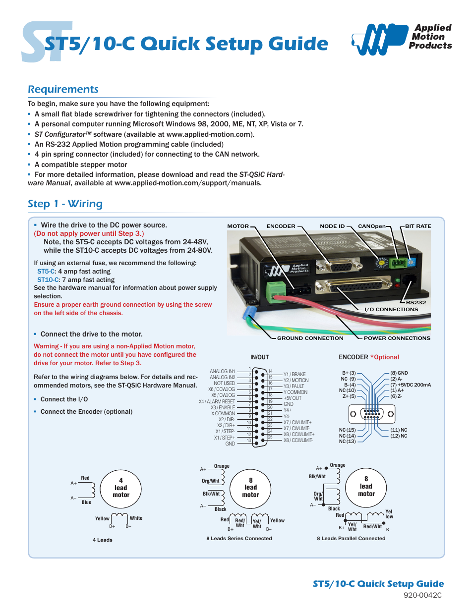 Applied Motion ST10-C-CE User Manual | 2 pages