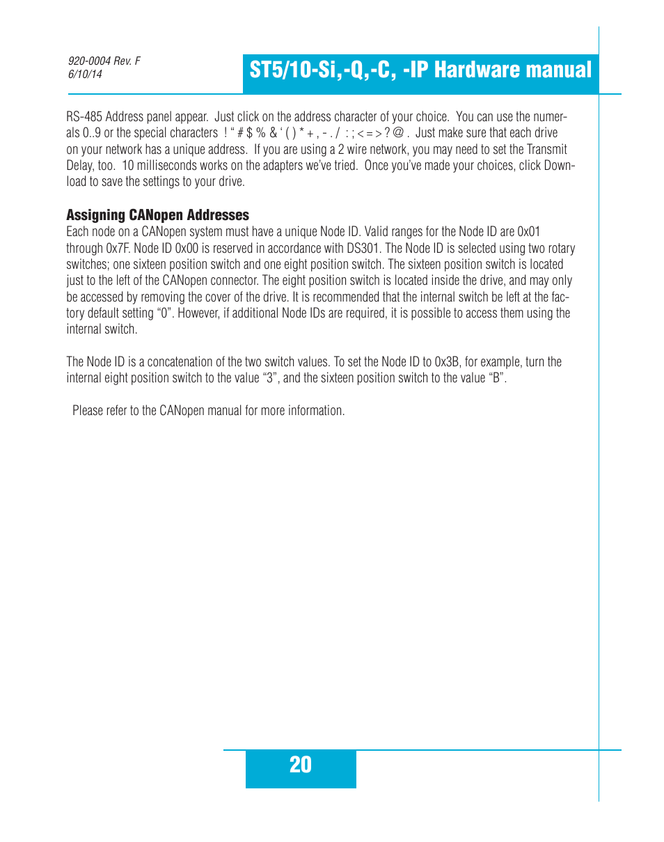 Applied Motion ST10-C-CE User Manual | Page 20 / 52