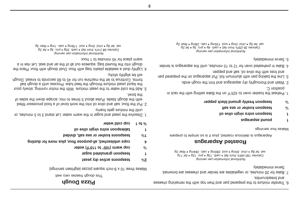 Roasted a sparagus, Pizza d ough | Cuisinart CUSTOM CLASSIC TOB-40 User Manual | Page 17 / 25