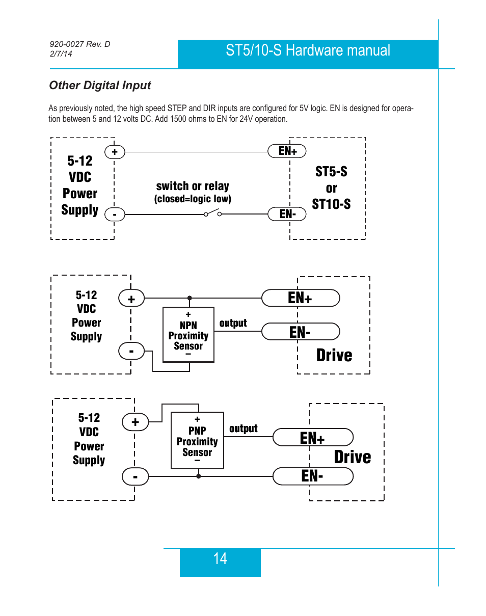 Other digital input, Drive, En- en | Applied Motion ST10-Plus User Manual | Page 14 / 36