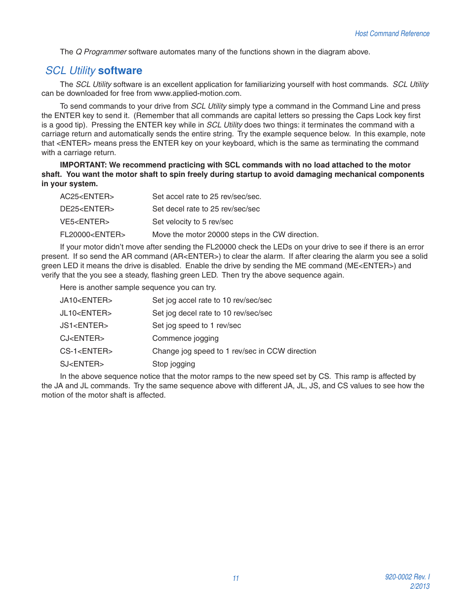 Scl utility software | Applied Motion RS-232 User Manual | Page 11 / 320