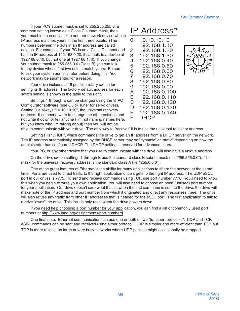 Ip address | Applied Motion RS-232 User Manual | Page 269 / 320