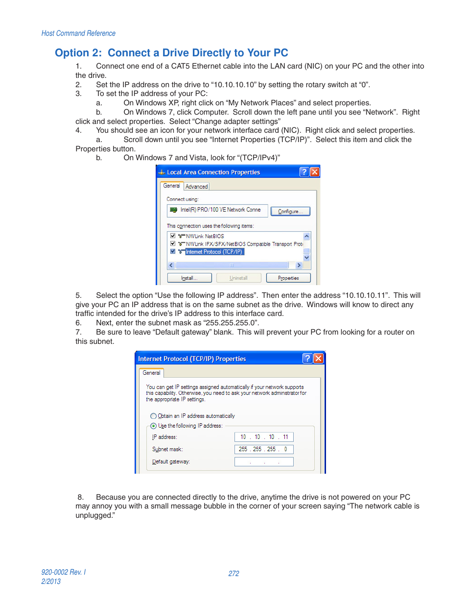 Option 2: connect a drive directly to your pc | Applied Motion RS-232 User Manual | Page 272 / 320