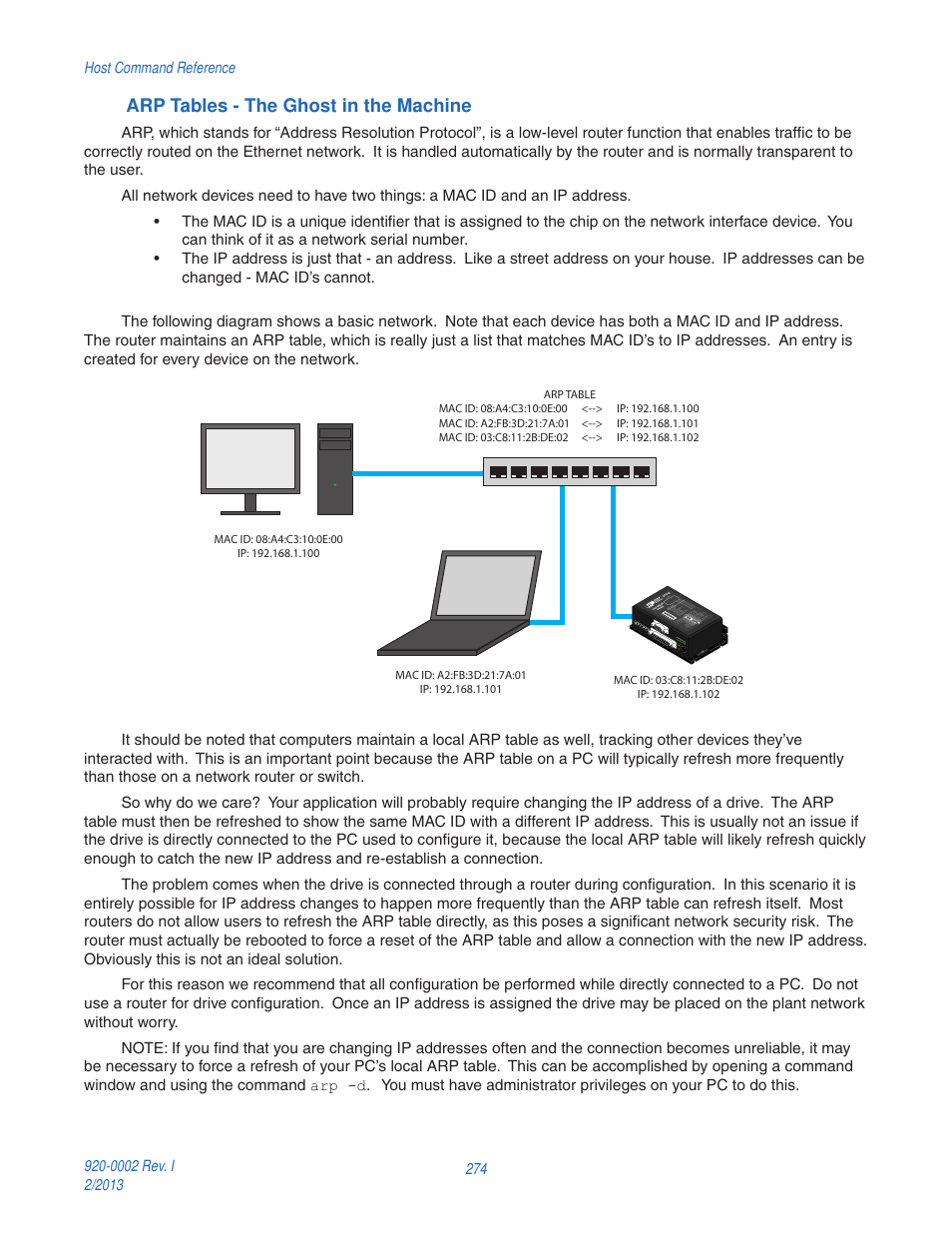 Arp tables - the ghost in the machine | Applied Motion RS-232 User Manual | Page 274 / 320
