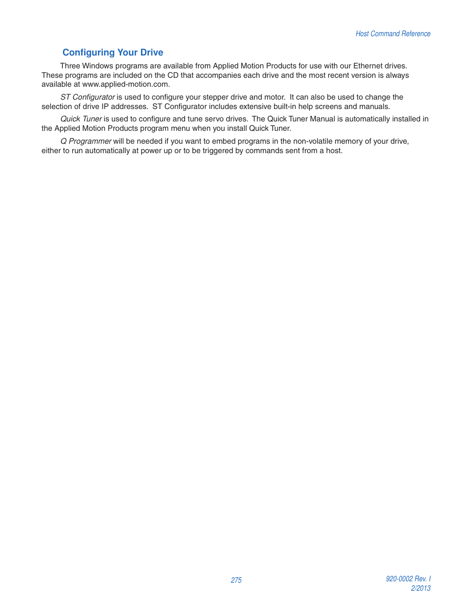 Applied Motion RS-232 User Manual | Page 275 / 320