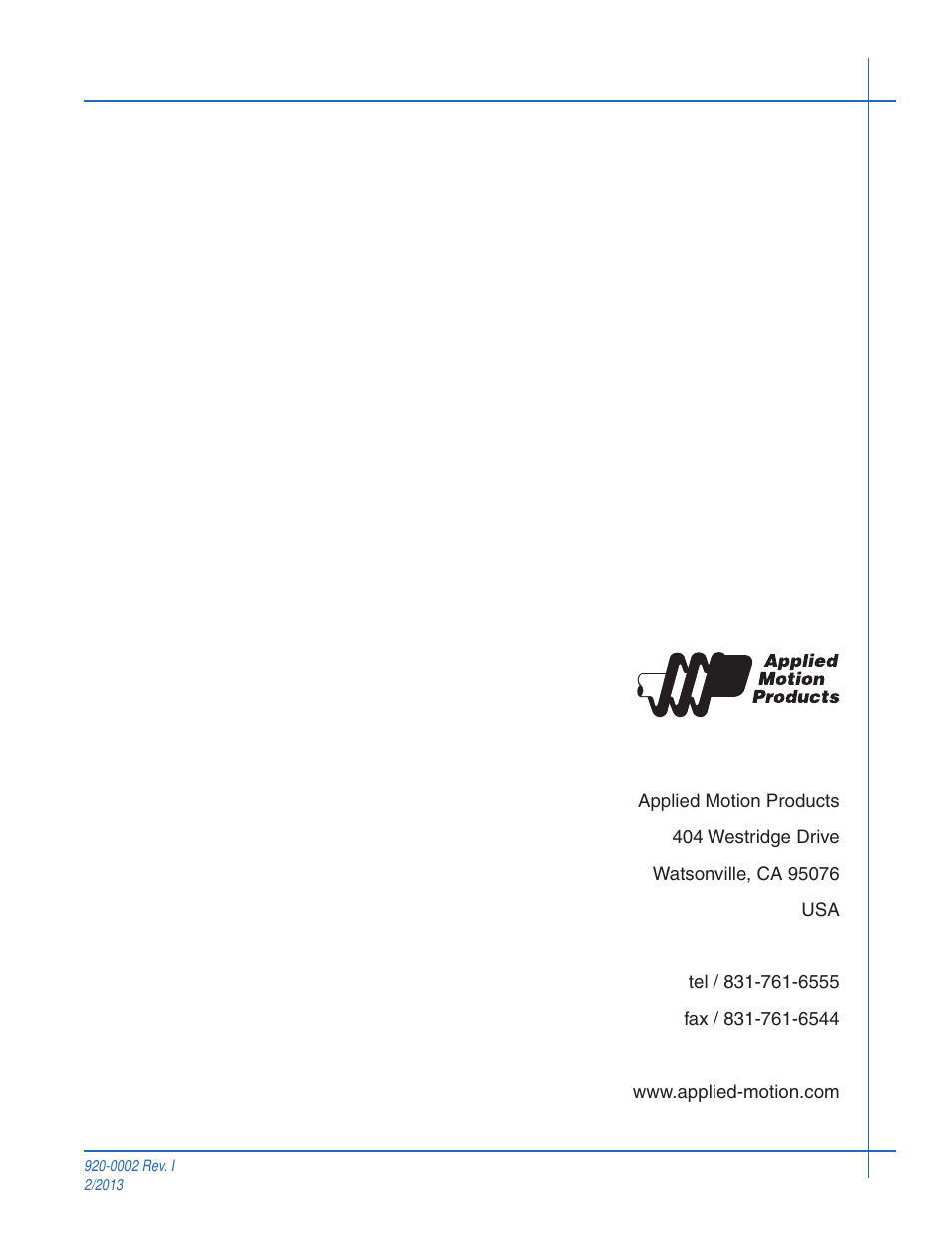 Applied Motion RS-232 User Manual | Page 320 / 320