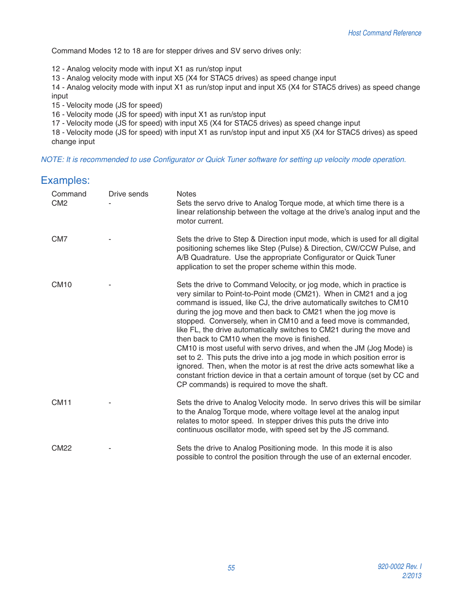 Examples | Applied Motion RS-232 User Manual | Page 55 / 320