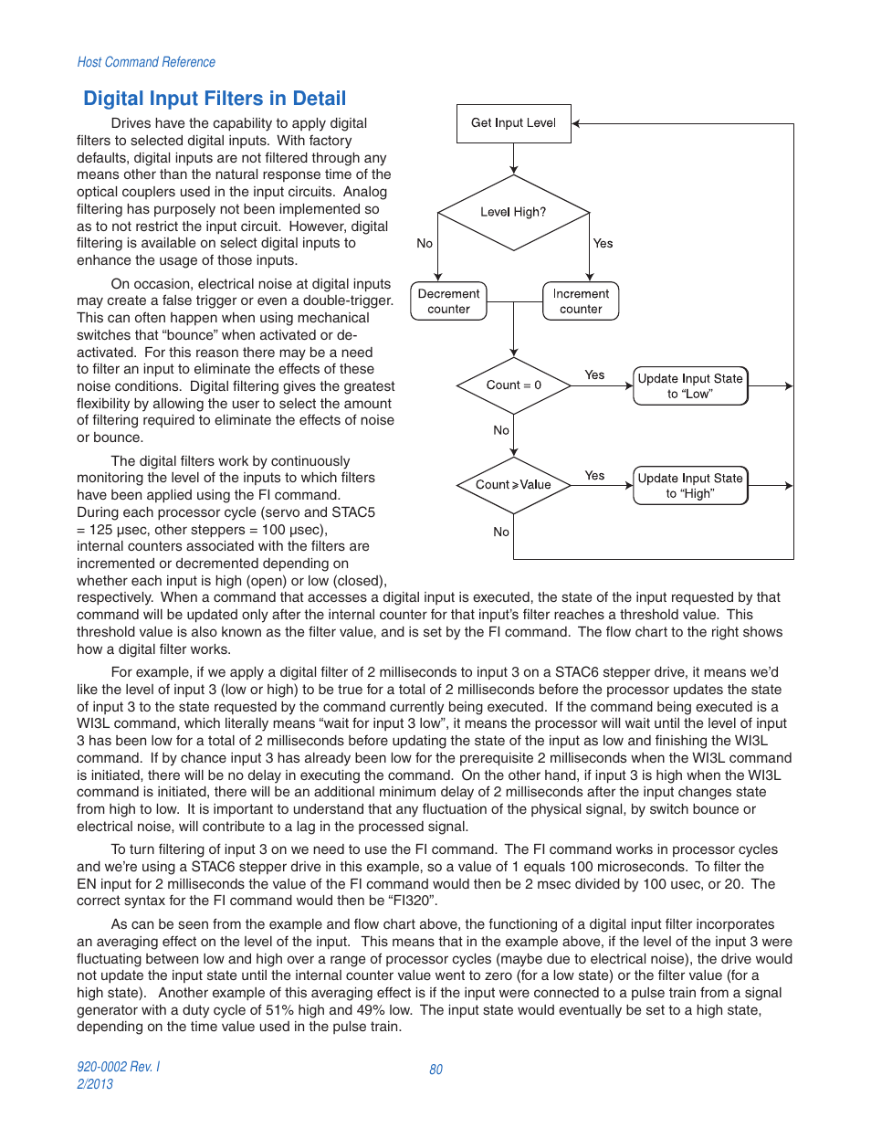 Digital input filters in detail | Applied Motion RS-232 User Manual | Page 80 / 320