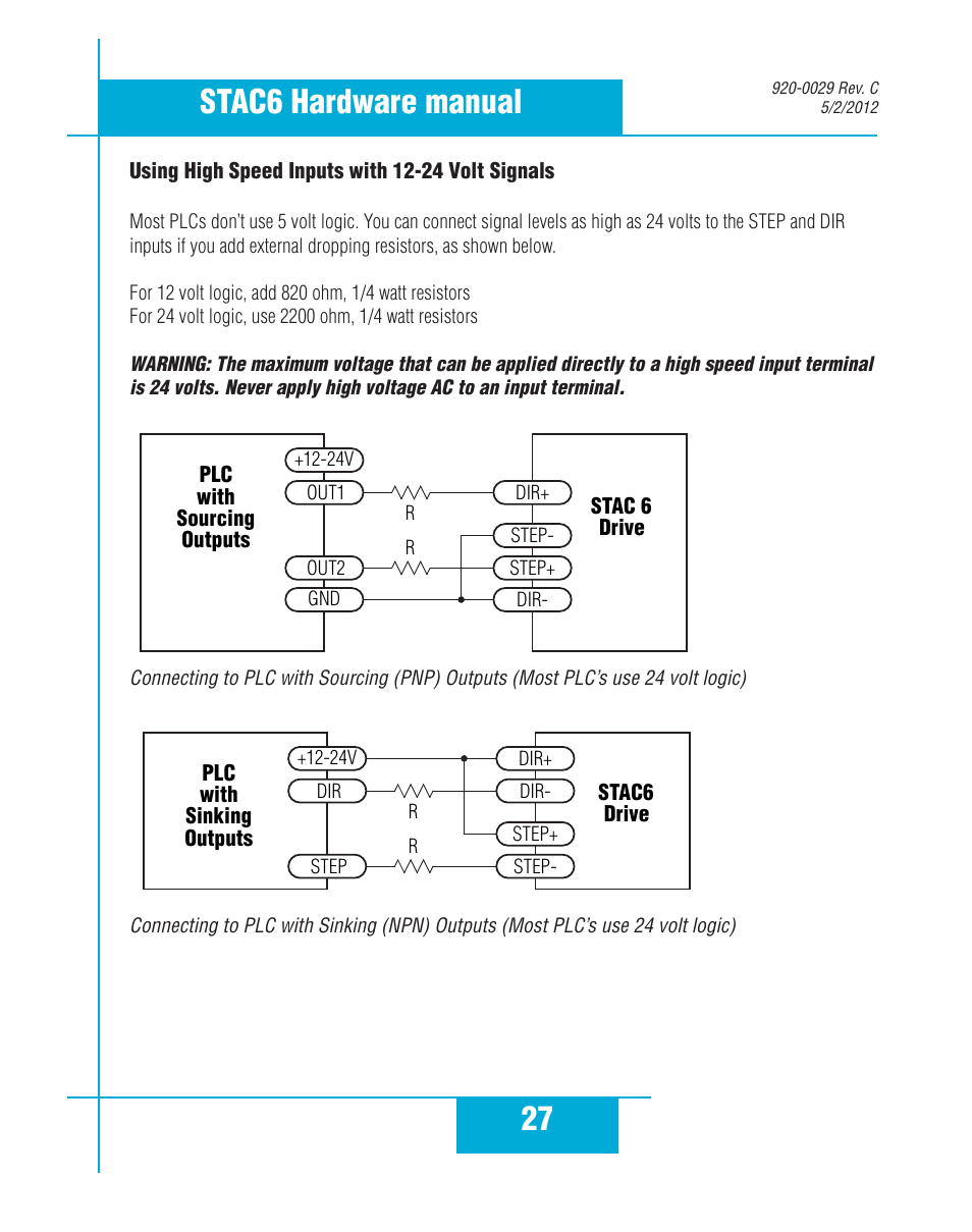 27 stac6 hardware manual | Applied Motion STAC6-C User Manual | Page 27 / 57