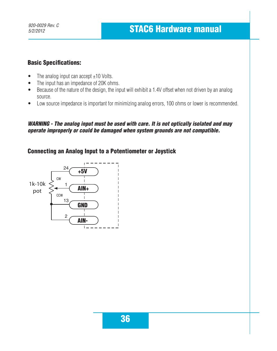 36 stac6 hardware manual | Applied Motion STAC6-C User Manual | Page 36 / 57