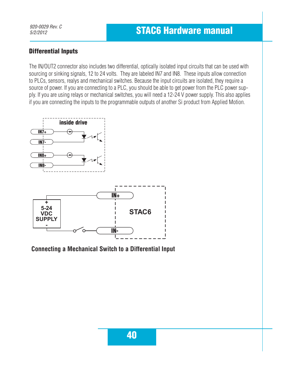 40 stac6 hardware manual | Applied Motion STAC6-C User Manual | Page 40 / 57