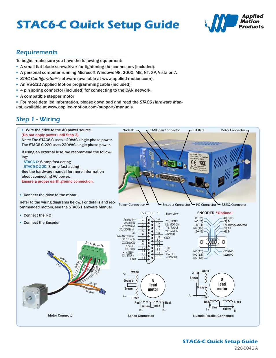 Applied Motion STAC6-C User Manual | 2 pages