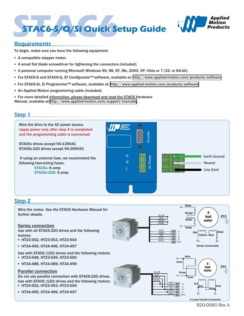 Applied Motion STAC6-Si User Manual | 2 pages