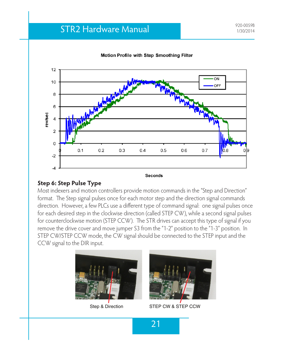 Step 6: step pulse type, 21 str2 hardware manual | Applied Motion STR2 User Manual | Page 21 / 38